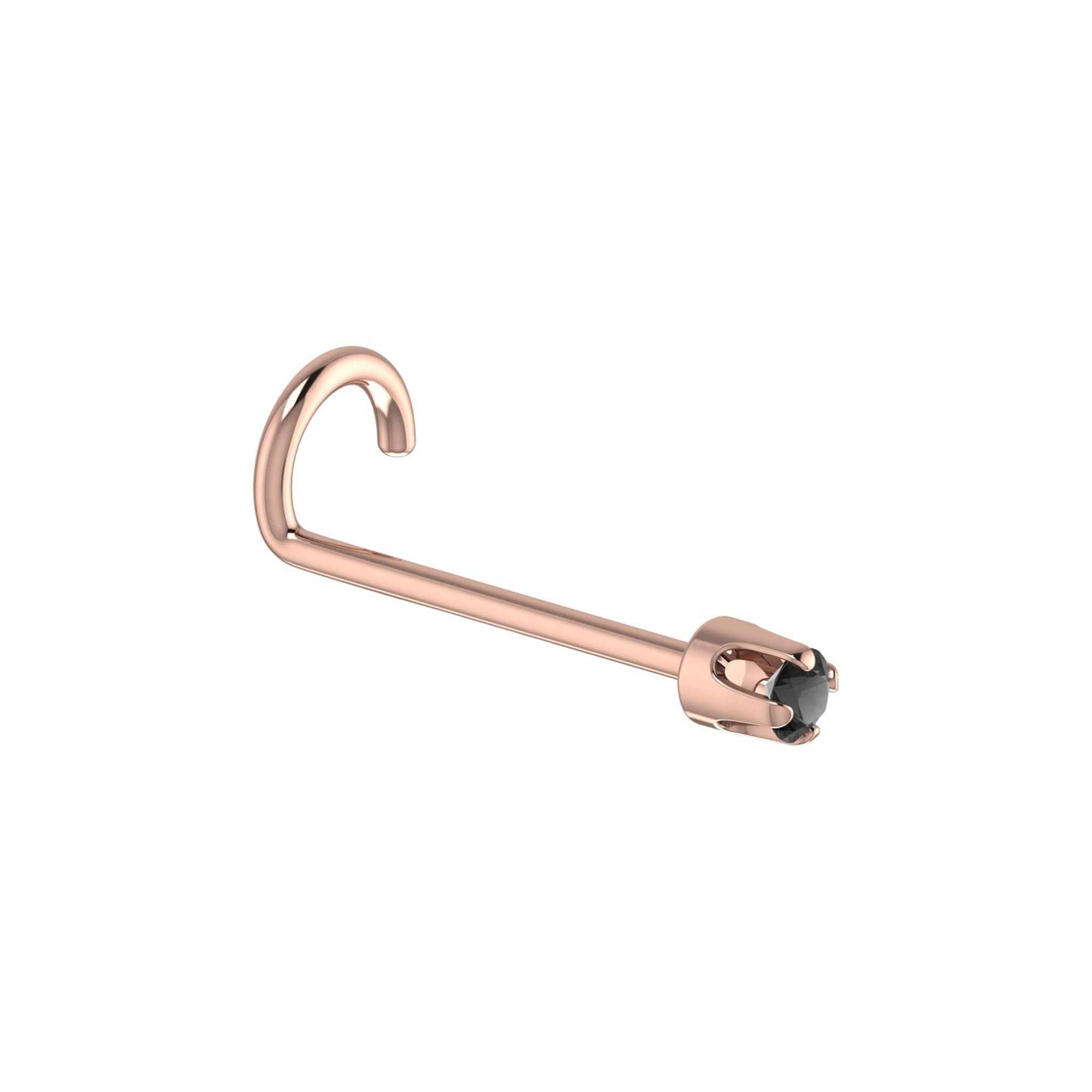 Natural Black Diamond Nose Pin in 18KT Gold