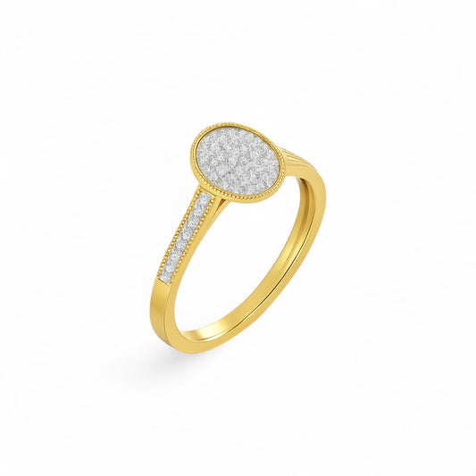 Pearl Oval Cut Diamond Engagement Ring in 18K Gold