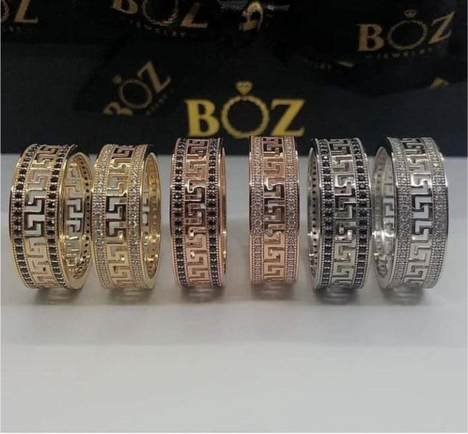 Greek Key CZ Band in 18K Gold