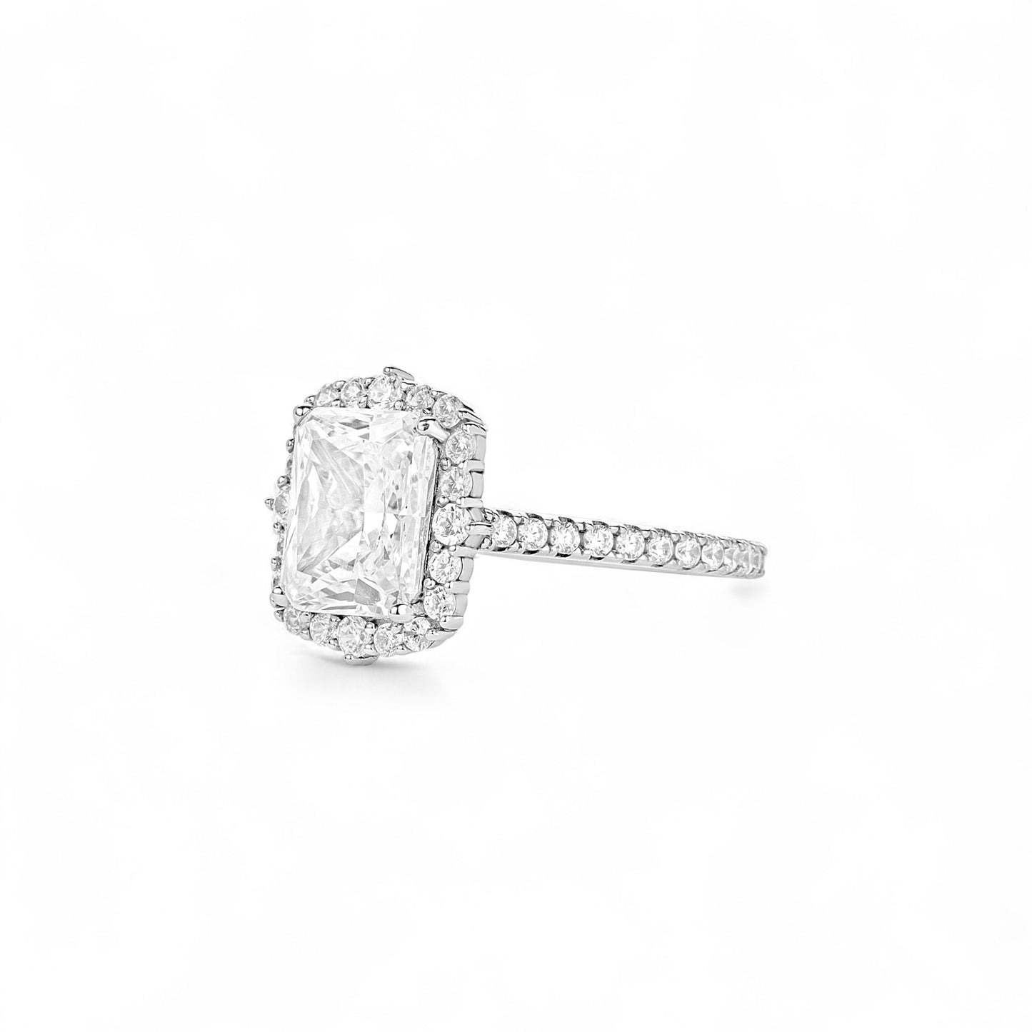 Quinn Radiant Cut CZ Engagement Ring in 925 Sterling Silver