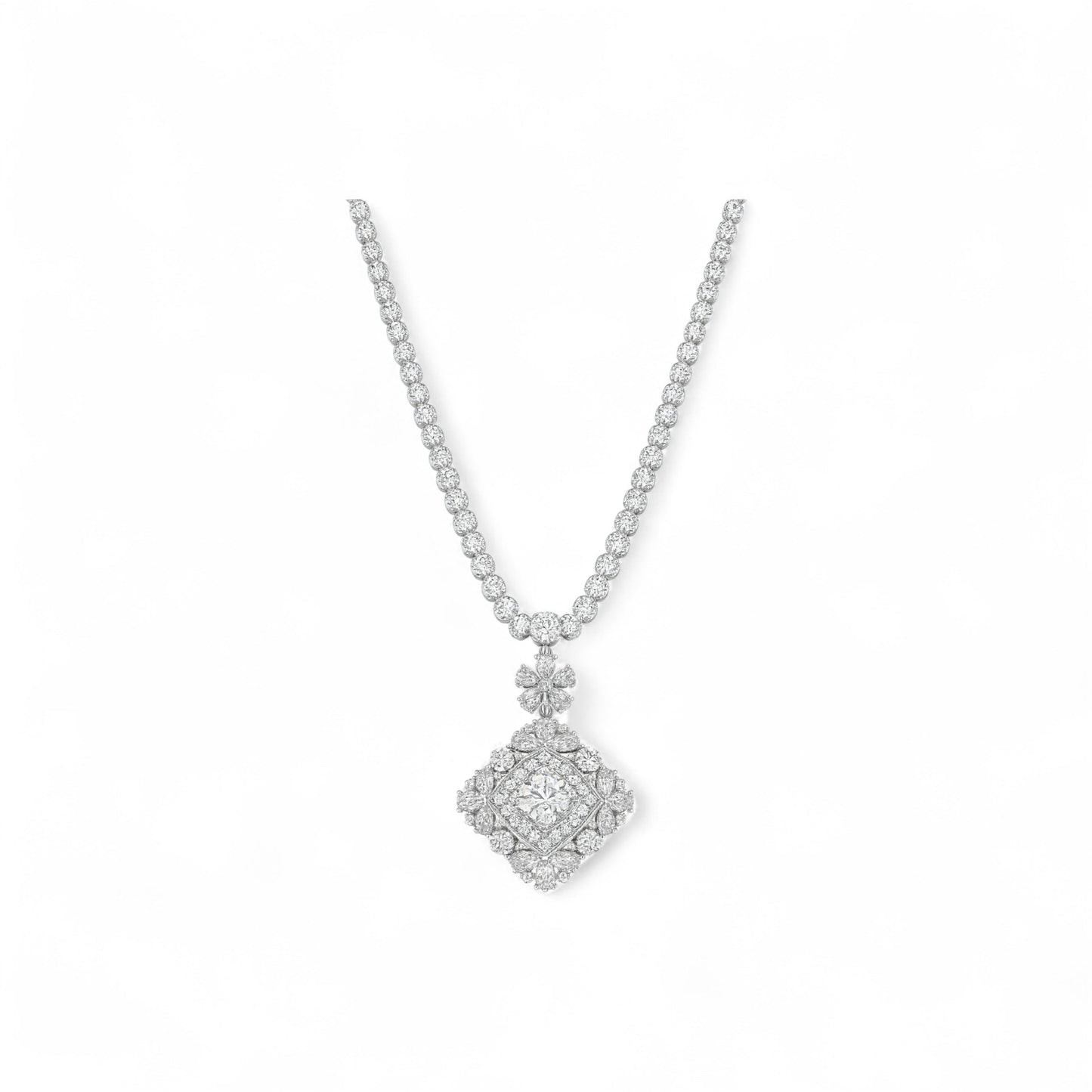 Radiant Grace Moissanite Necklace in 18K Gold