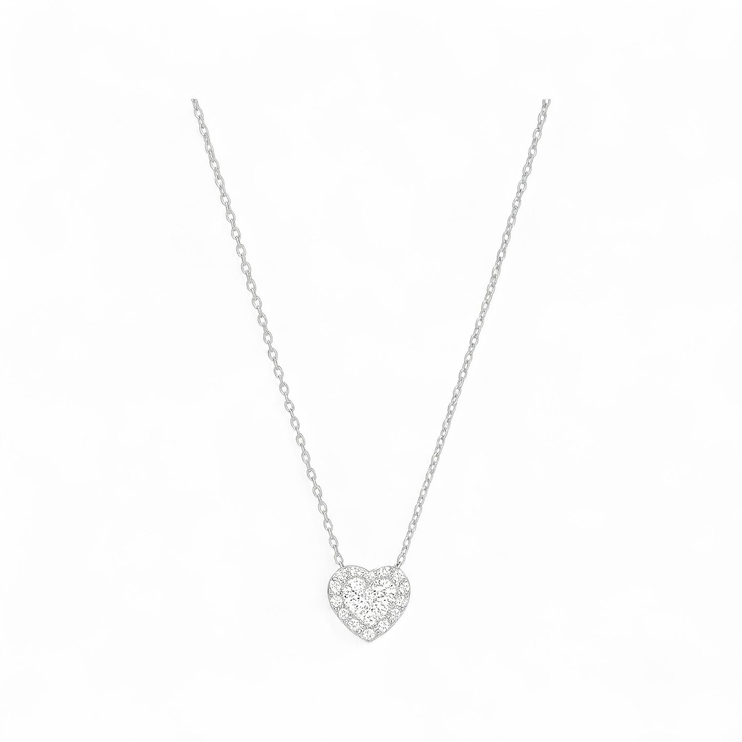 Solitaire Heart Cut Moissanite Necklace in 925 Sterling Silver