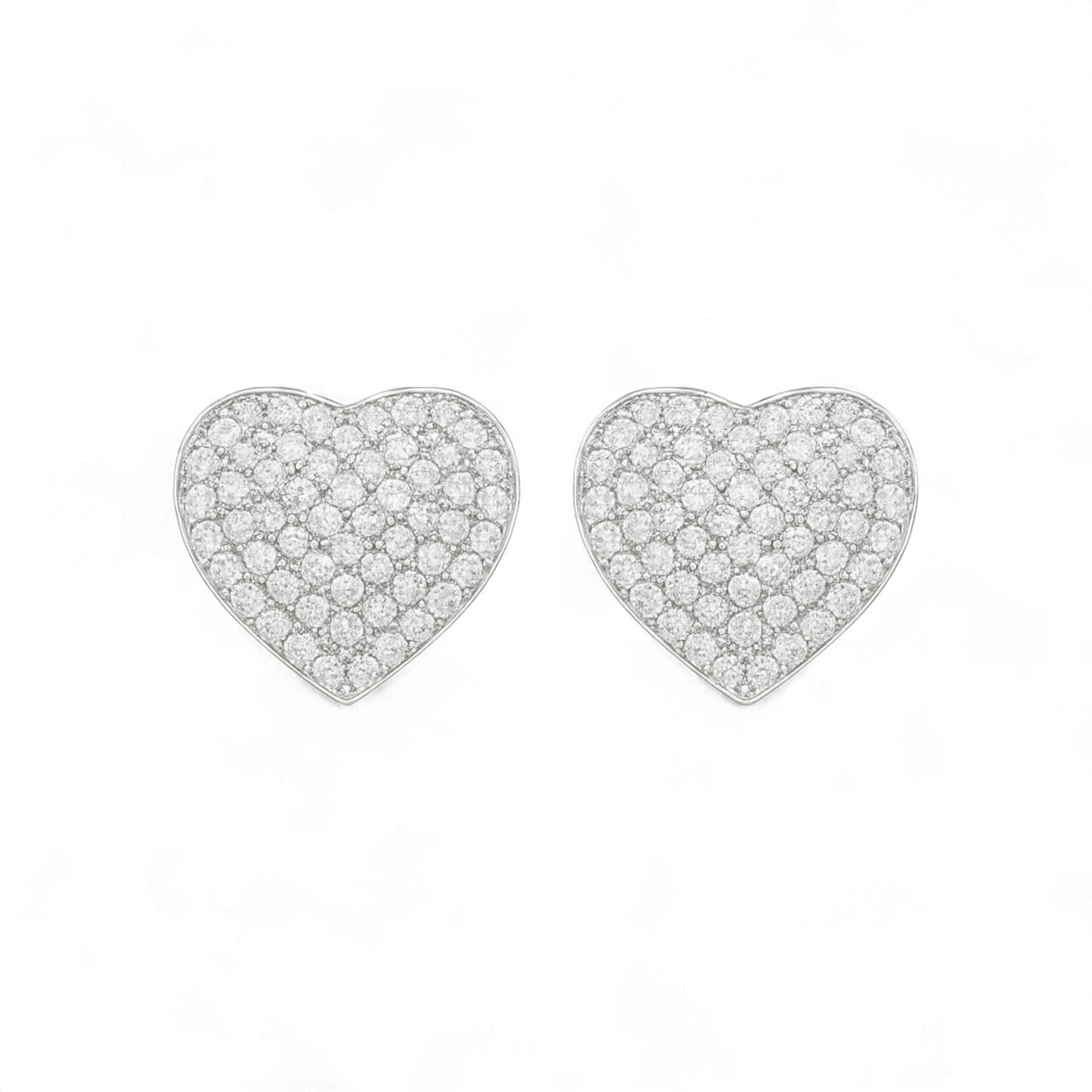 Solitaire Heart Cut Moissanite Studs in 925 Sterling Silver