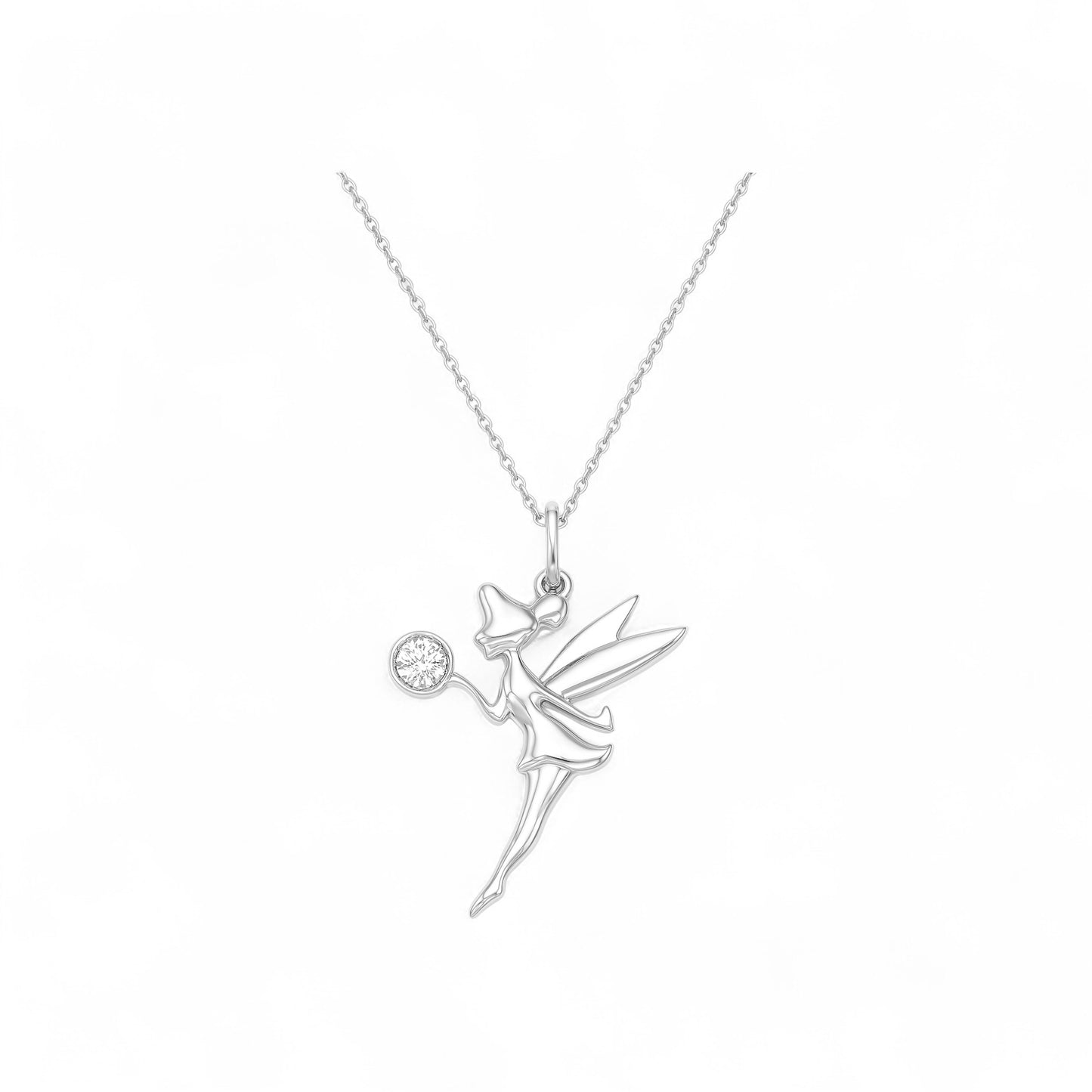 Tinkerbell Natural Diamond Pendant Necklace in 18K Gold