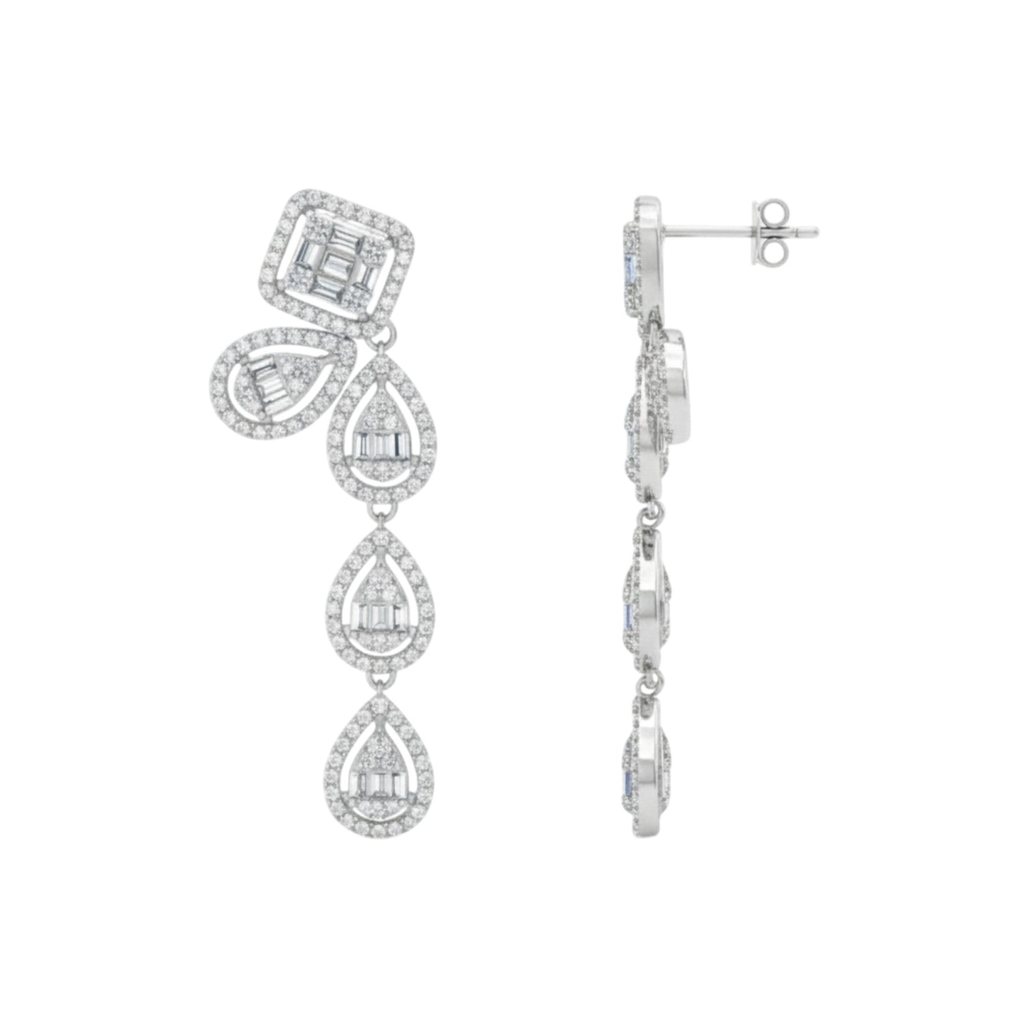 Diamond earrings on a white background