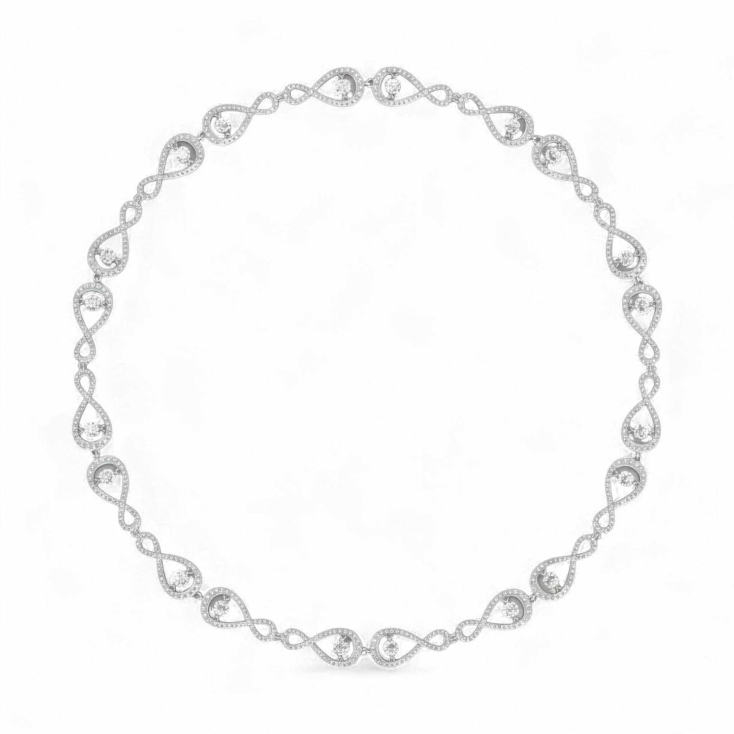 Silver bracelet with small diamonds on a white background
