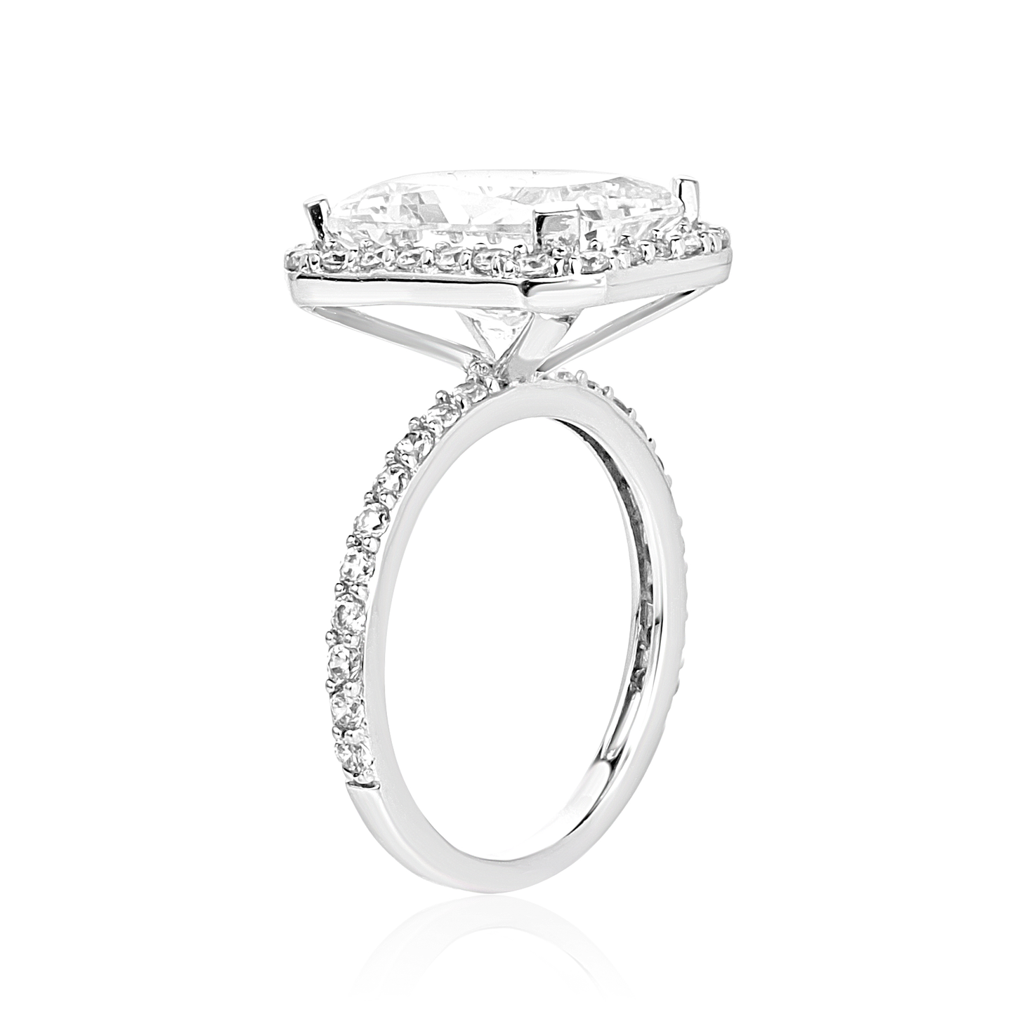 Jamila Radiant Cut CZ Engagement Ring in 925 Sterling Silver