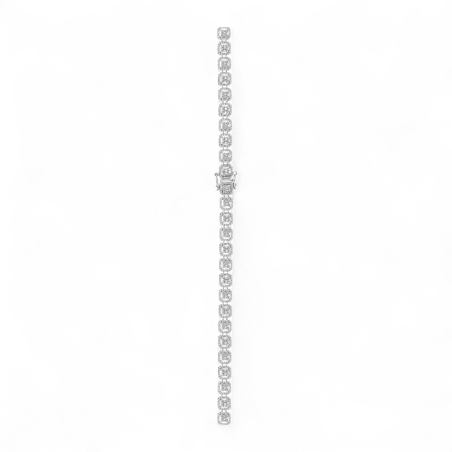9.66CT Round and Baguette Cut Diamond Tennis Necklace in 18K Gold