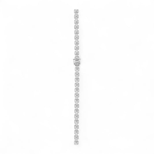 9.66CT Round and Baguette Cut Diamond Tennis Necklace in 18K Gold