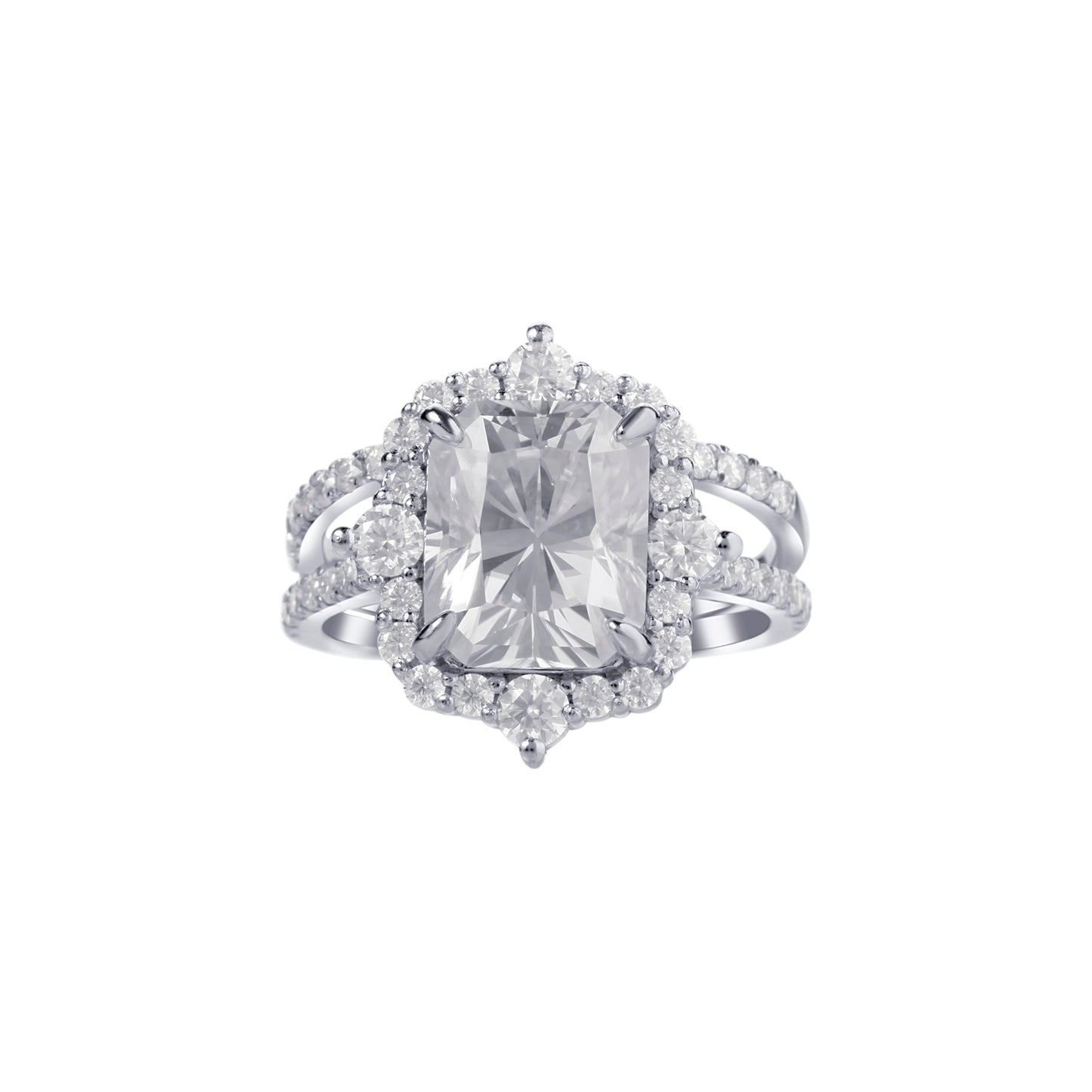Quinn 2.0 Radiant Cut Moissanite Bride Set in 925 Sterling Silver