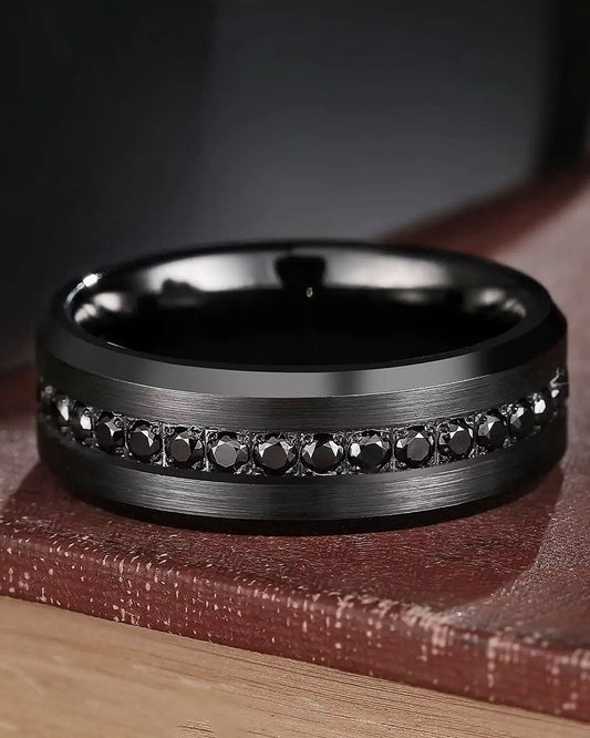 Valiant Black Sapphire Tungsten Carbide Ring