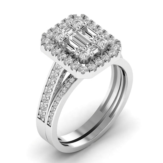 Royal Baguette Cut Diamond Engagement Ring in 18K Gold