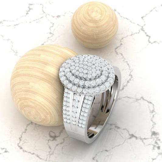 Omoni Oval Cluster Natural Diamond Engagement Ring in 18K Gold