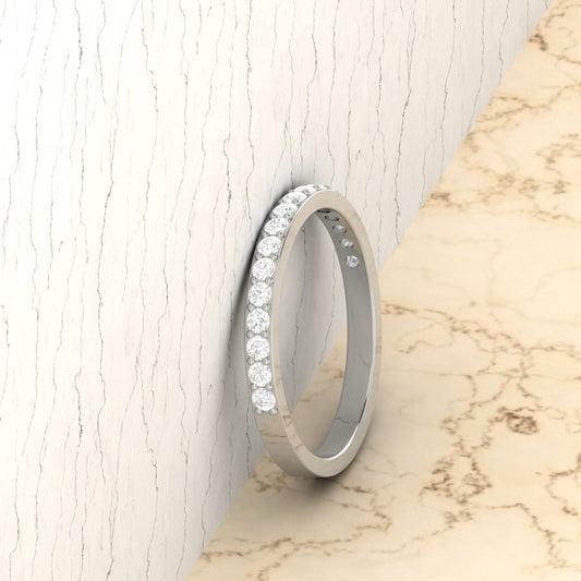 2mm Pave CZ Sterling Silver Wedding Ring