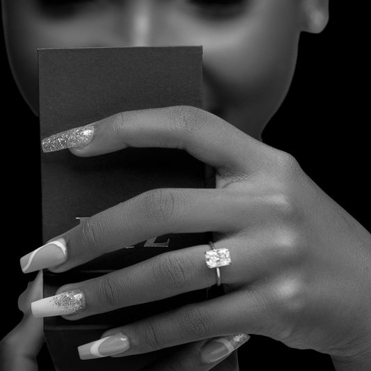 Celine Radiant Cut CZ Engagement Ring in 925 Sterling Silver