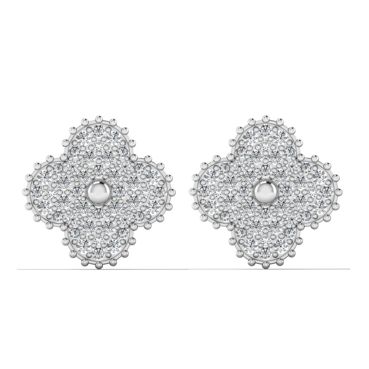 Midball Clover Diamond Stud Earrings in 18k Gold