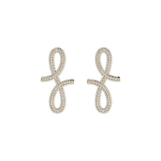 3D Oiza Infinie Pave Diamond Earrings in 18K Gold