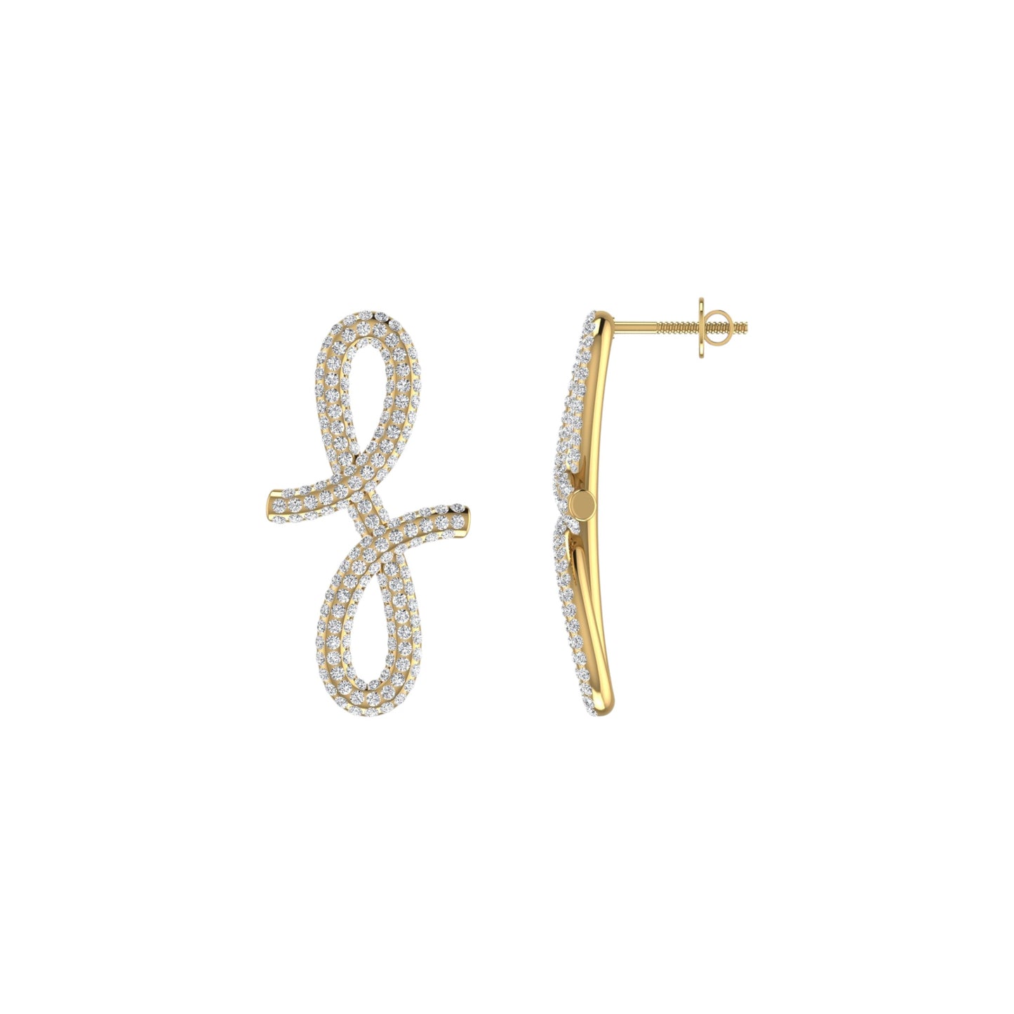 3D Oiza Infinie Pave Diamond Earrings in 18K Gold