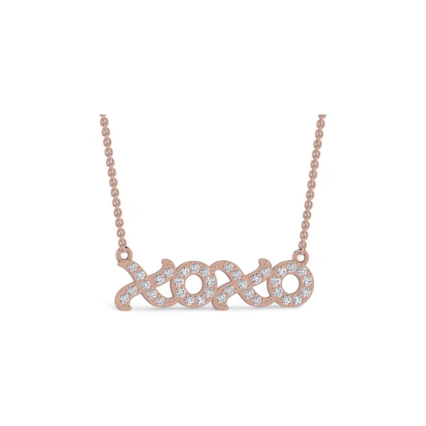 XOXO Natural Diamond Necklace in 18K Gold