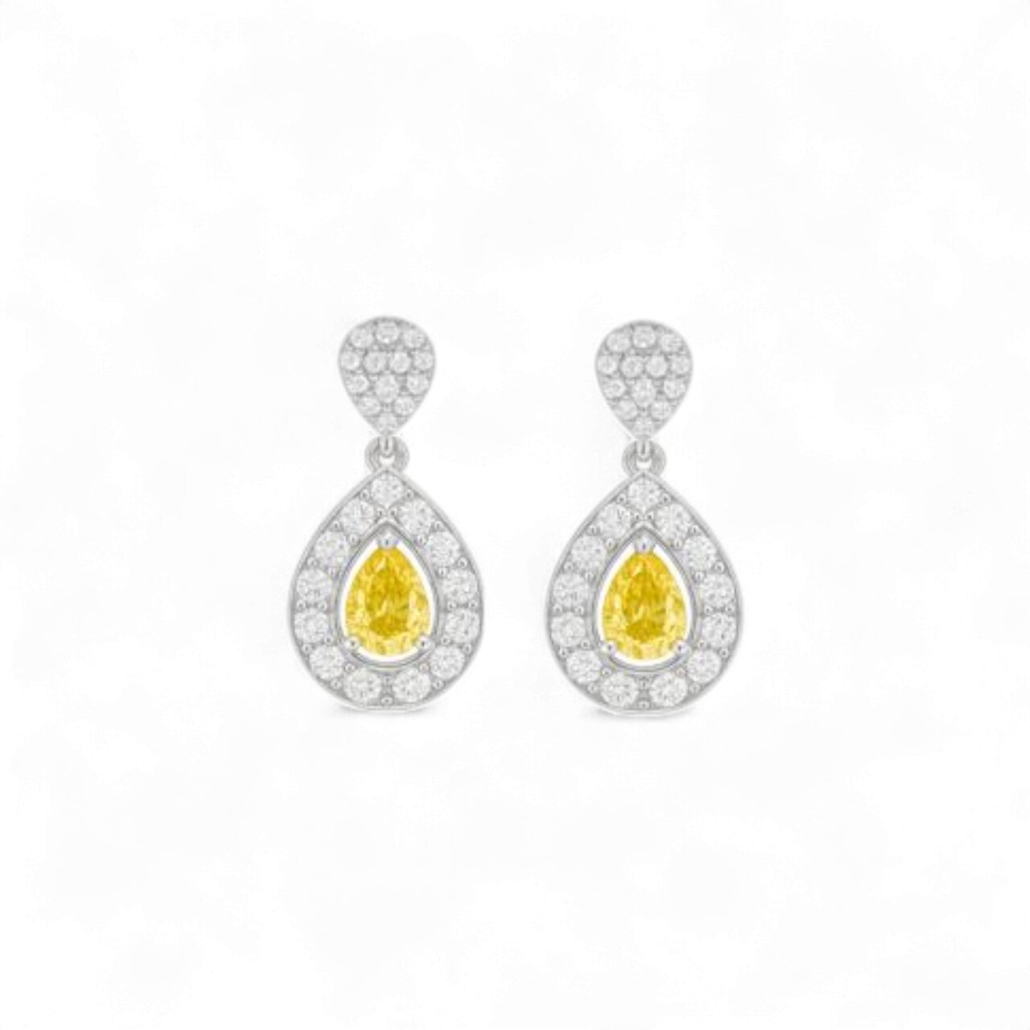 Vidal Vivid Yellow Pear Cut Diamond Earrings in 18K Gold