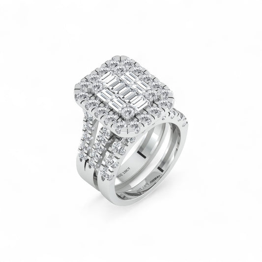 Zoe Radiant Cut Natural Diamond Bride Set in 18K Gold