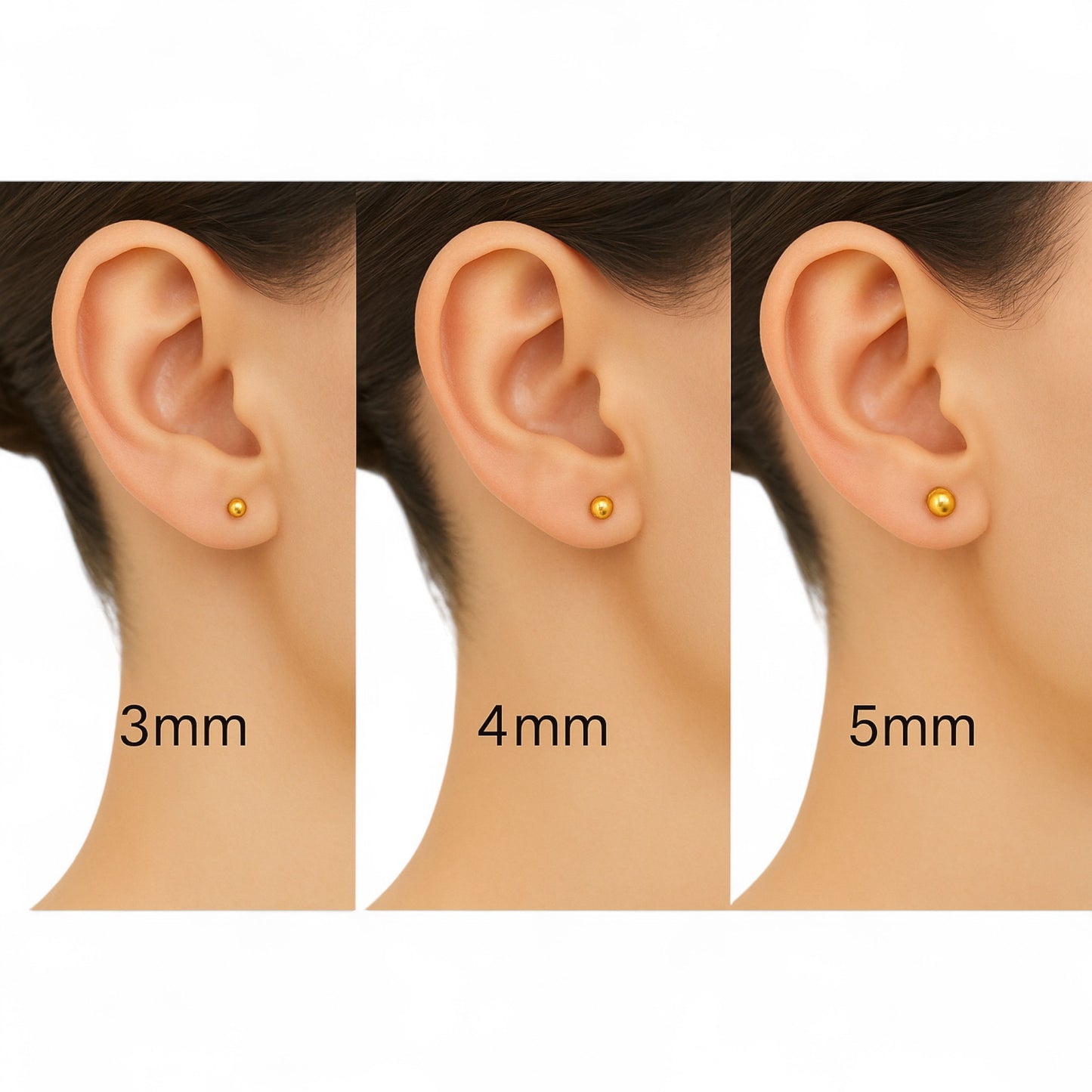 Gold Ball Studs in 18K Gold