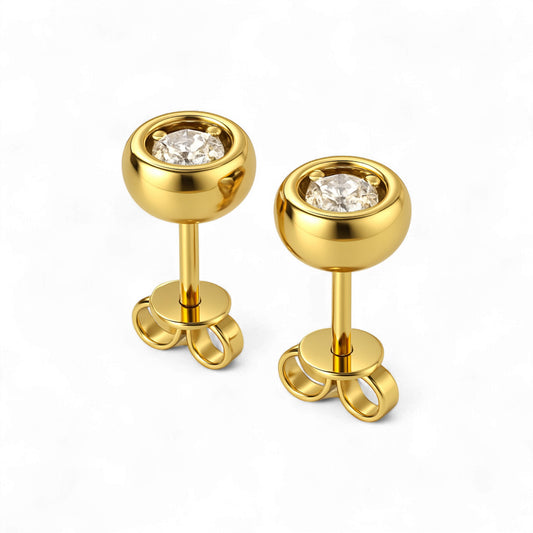Diamond Ball Stud Earrings in 18K Gold