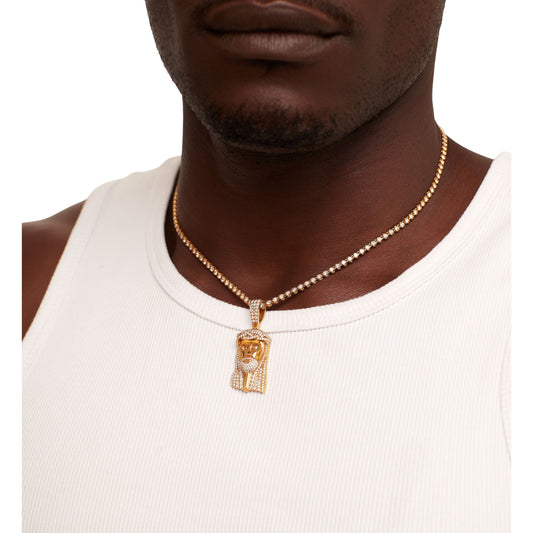 Jesus Diamond Pendant Necklace in 18K Gold
