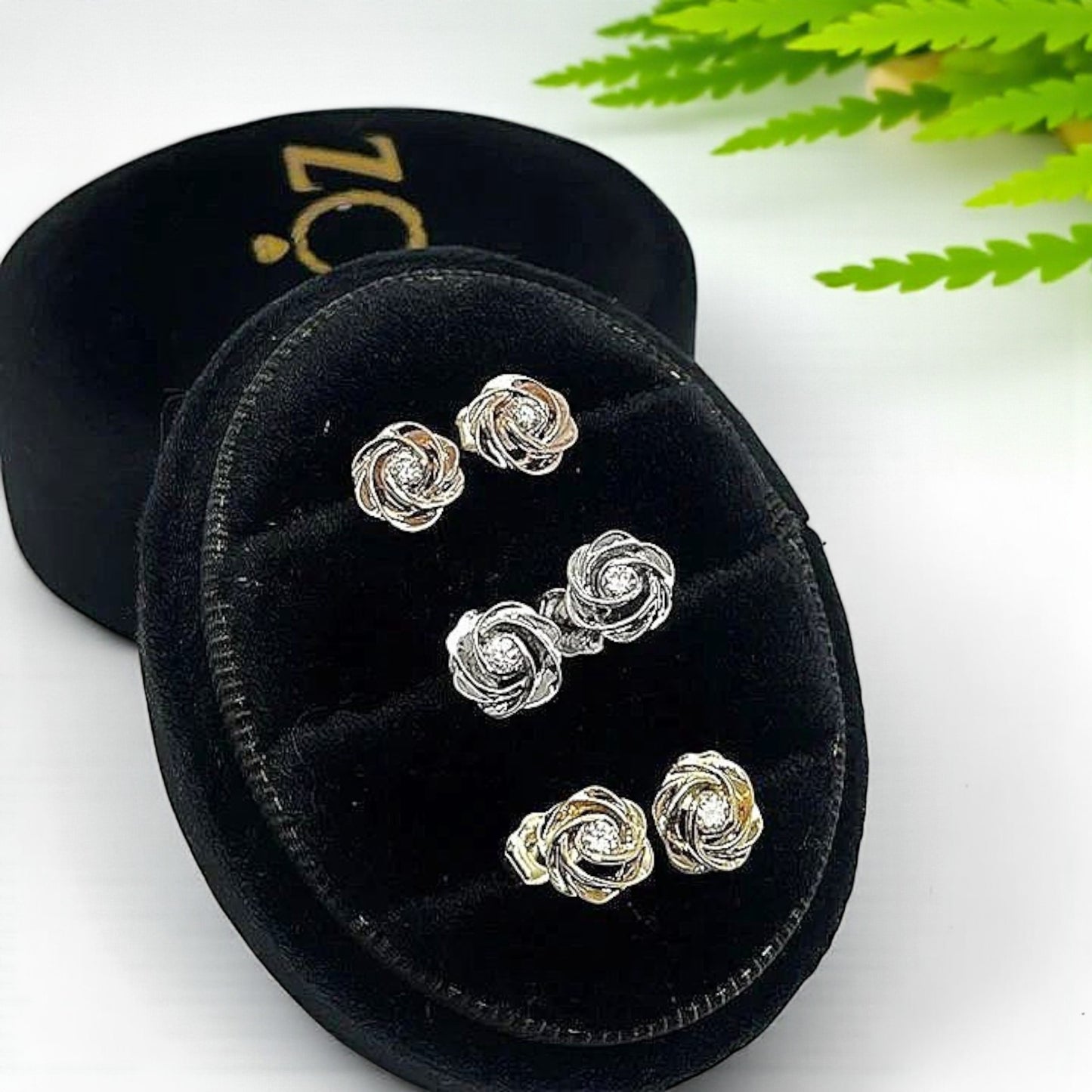 Belle Knot Natural Diamond Studs in 18K Gold