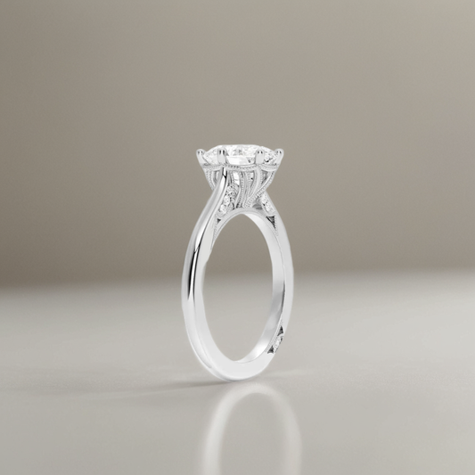 Goodness Cathedral Moissanite Engagement Ring in 18K Gold