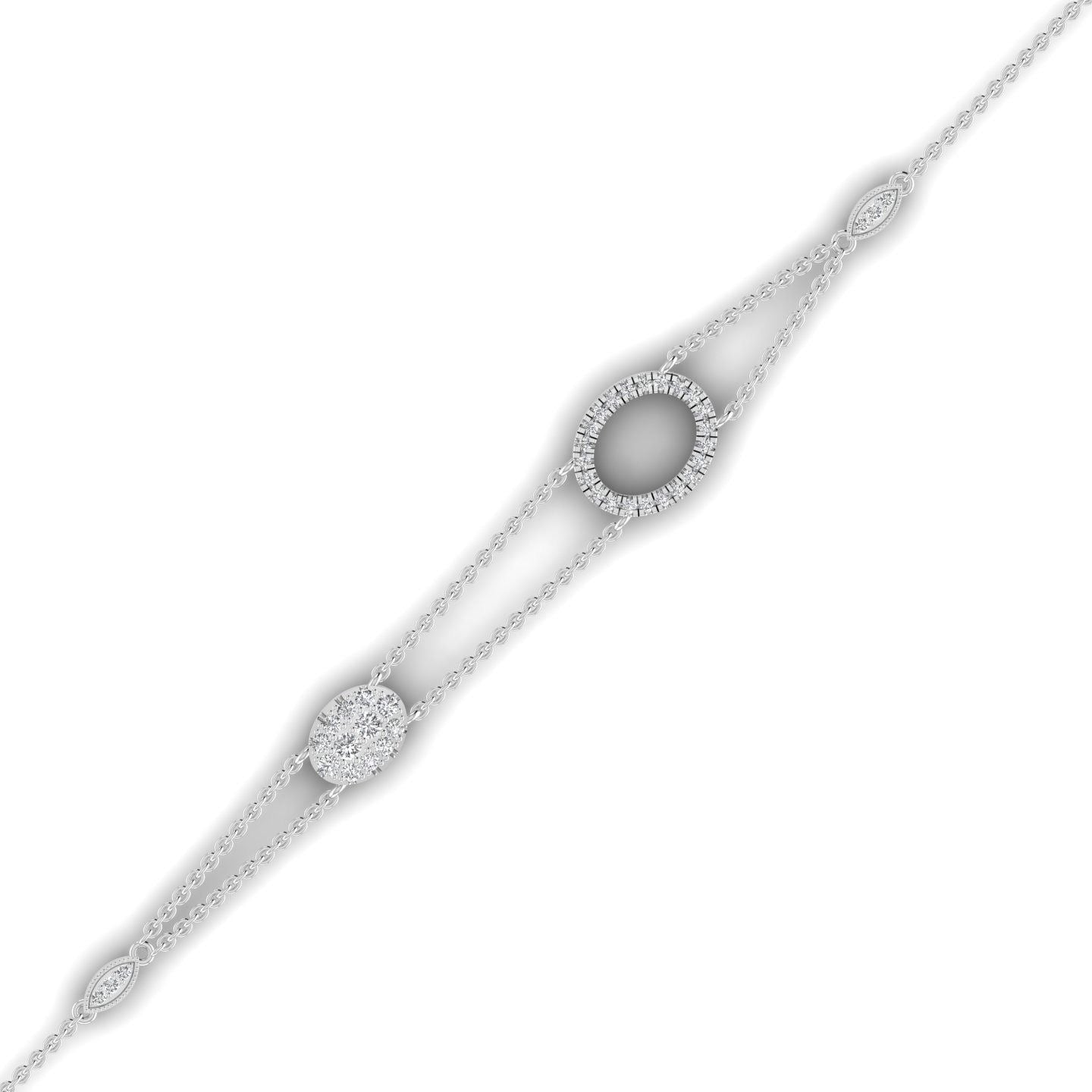 Velar Oval Shape Diamond Cluster Bracelet in 18K Gold