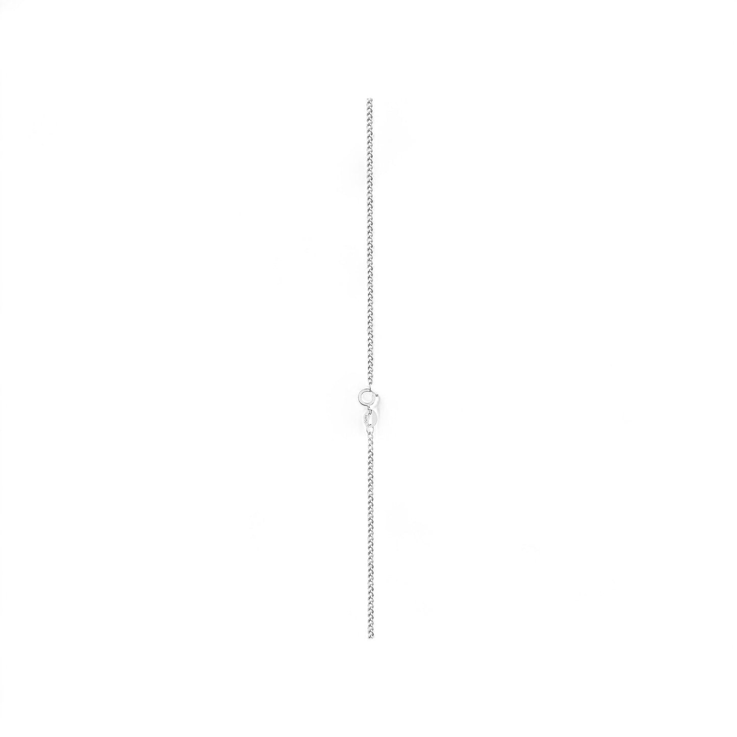 Silver chain necklace on a white background