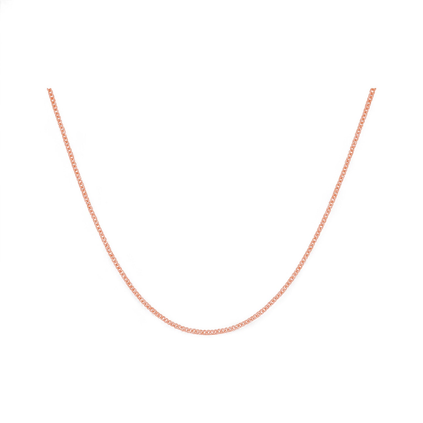 Rose gold chain on a white background