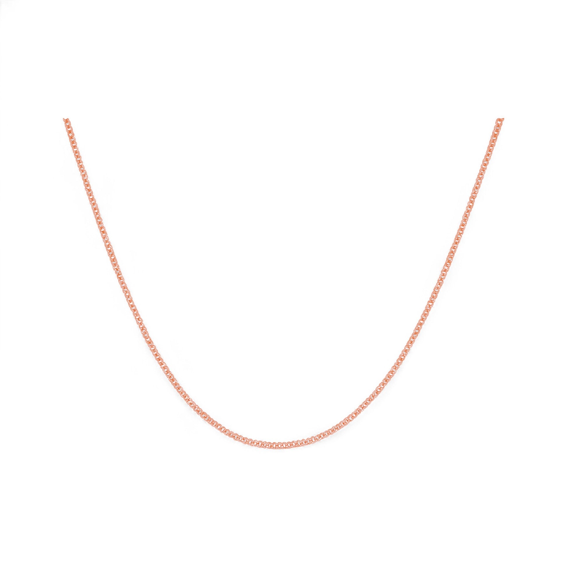 Rose gold chain on a white background