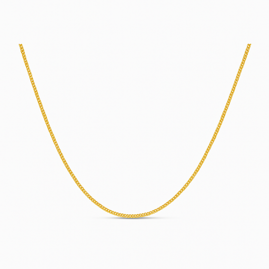 Gold chain necklace on a white background