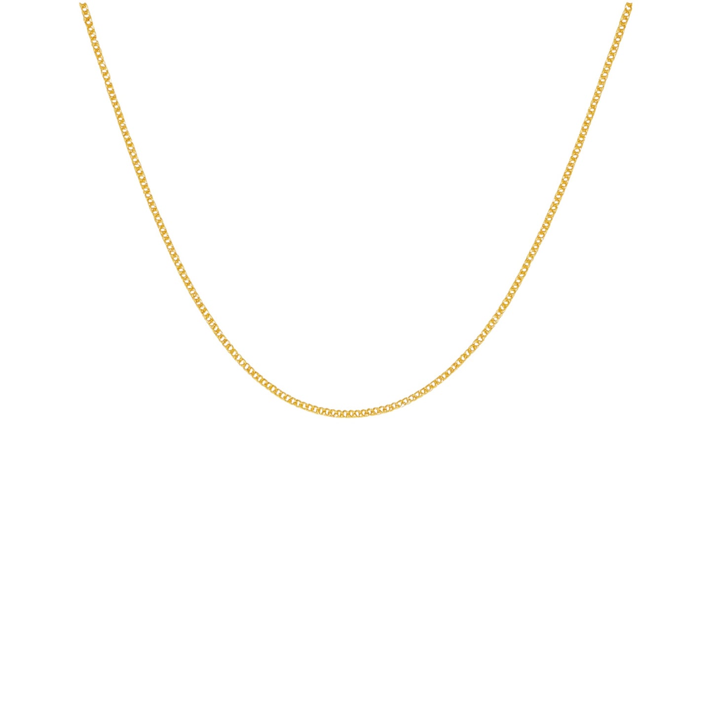 Gold chain necklace on a white background