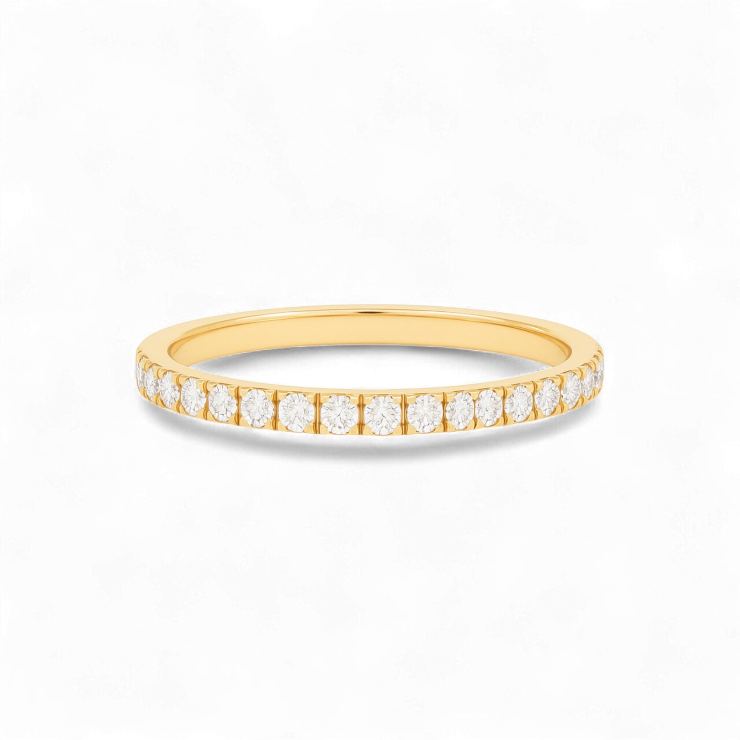 2MM Moissanite Pave Band in 18KT Gold