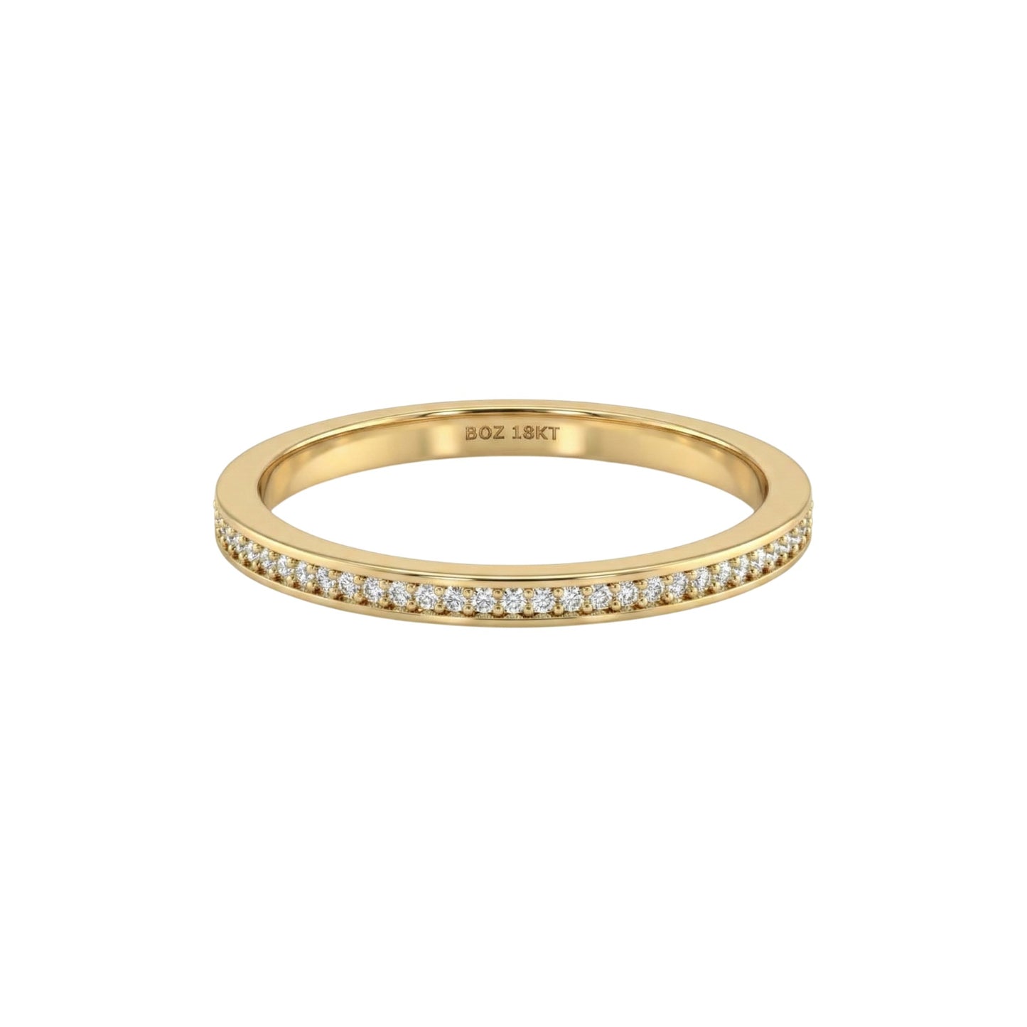 Gold ring with diamonds on a white background