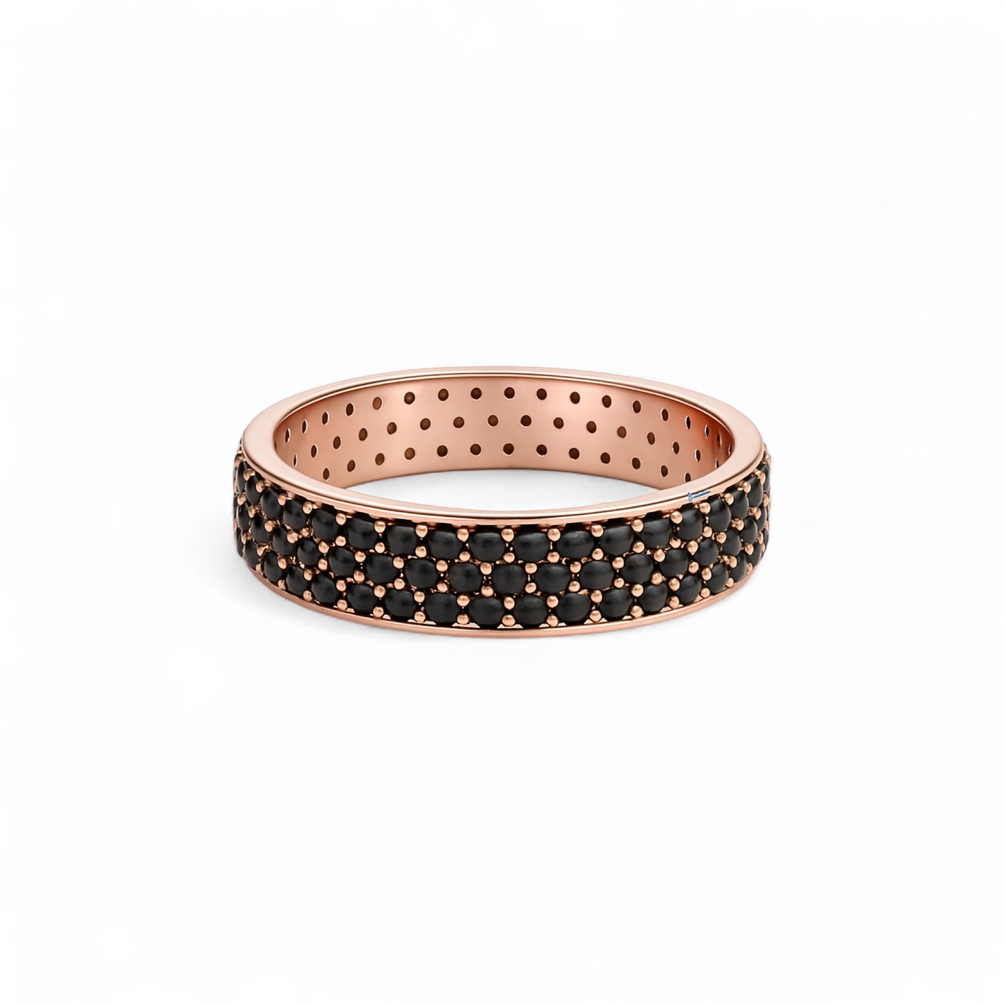 360 Black Studded Cubic Zirconia Band in 18KT Gold