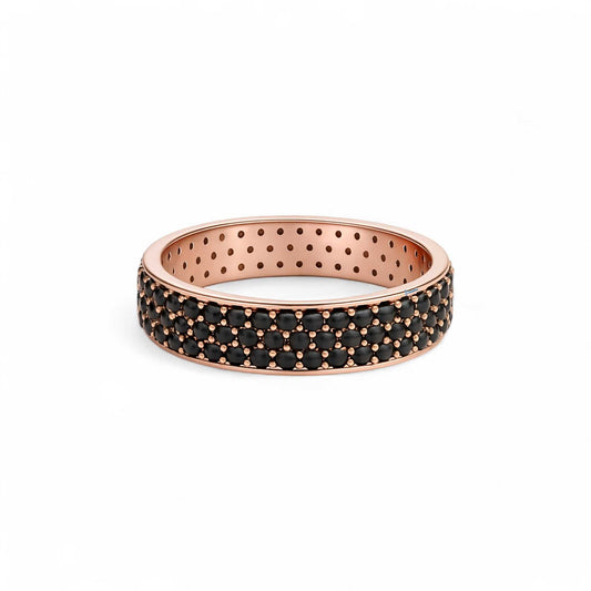 360 Black Studded Cubic Zirconia Band in 18KT Gold