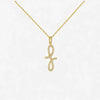 Gold necklace with a unique pendant on a white background
