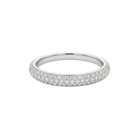 3D Pave CZ Band with multiple rows of pavé-set cubic zirconia stones in 925 sterling silver ring