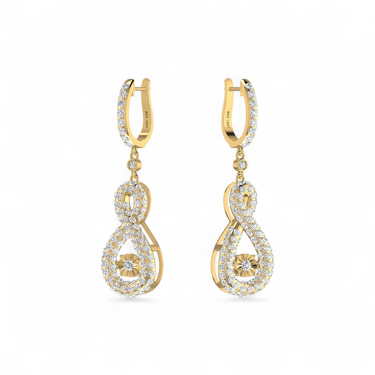 3D Pave Twinkle Infinie Drop Earrings in 18K Gold