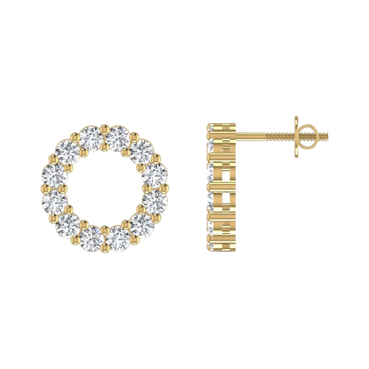 3MM Pave Eternity Diamond Earrings in 18K Gold