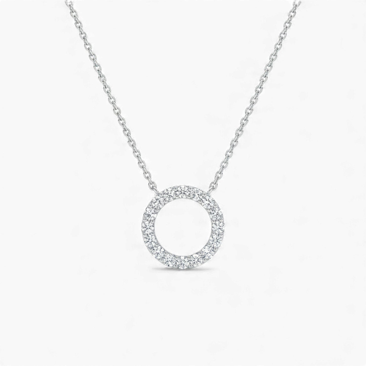 3MM Pave Eternity Moissanite Necklace in 925 Sterling Silver