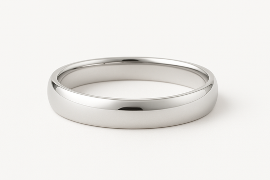 Silver ring on a white background