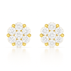 Gold and diamond earrings on a white background