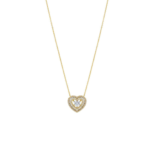 Baguette Heart Pendant diamond necklace in 18KT gold with natural baguette-cut diamonds