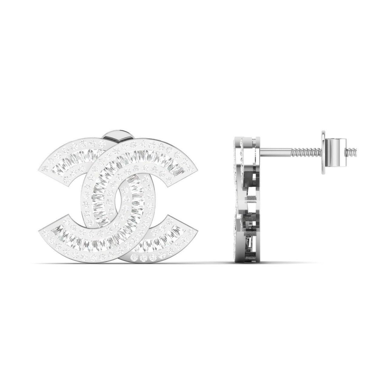 Interlocked C Diamond Mini Studs in 18K Gold