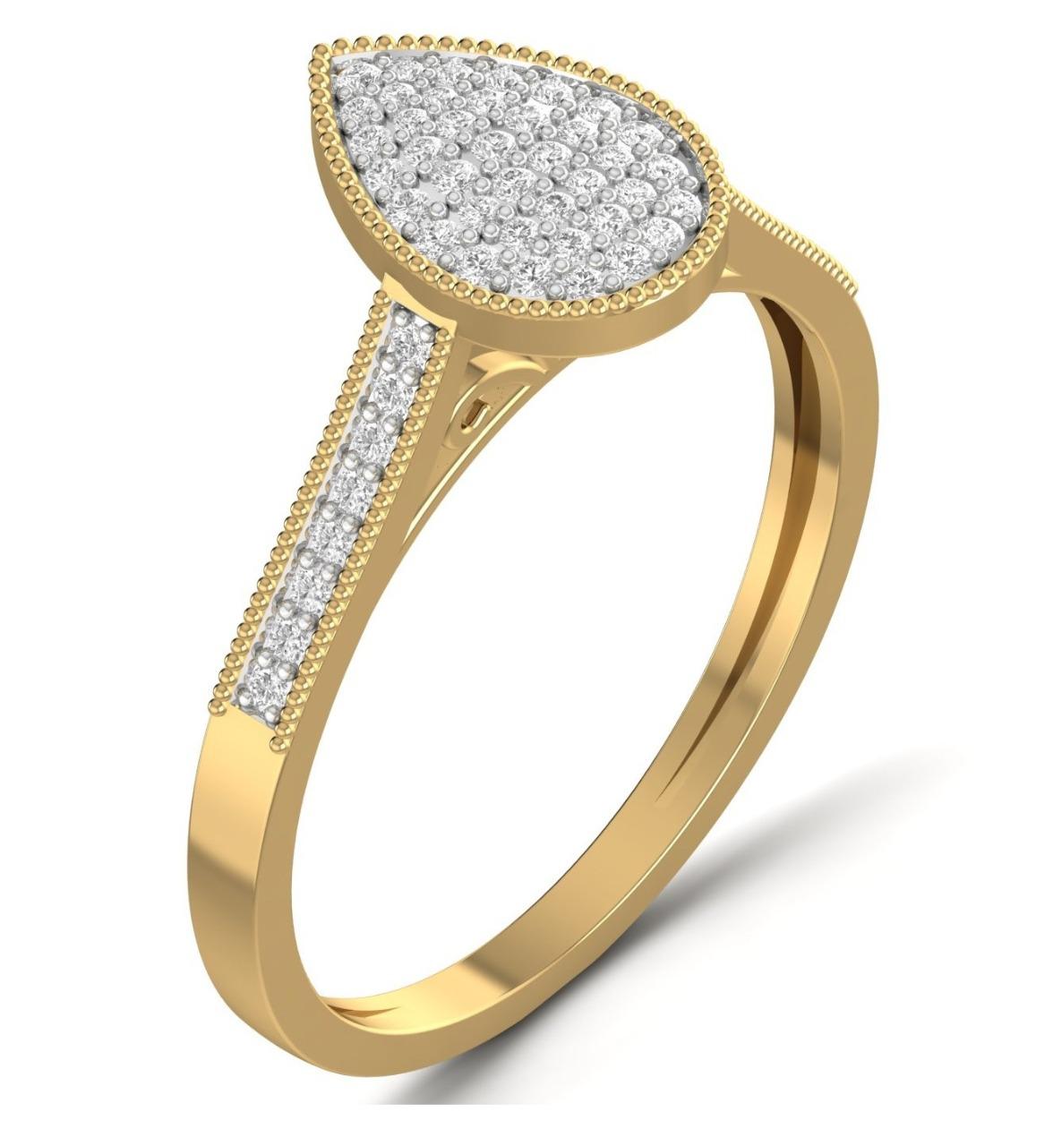 Pearl Pear Cut Diamond Engagement Ring in 18K Gold